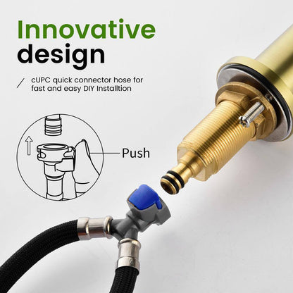 UKISHIRO 8 in. Widespread Double Handle High-Arc Bathroom Faucet in Brushed Gold