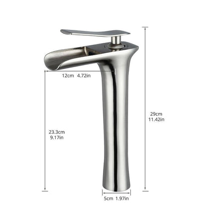 Fapully Waterfall Single Hole Single-Handle Bathroom Faucet in Brushed Nickel