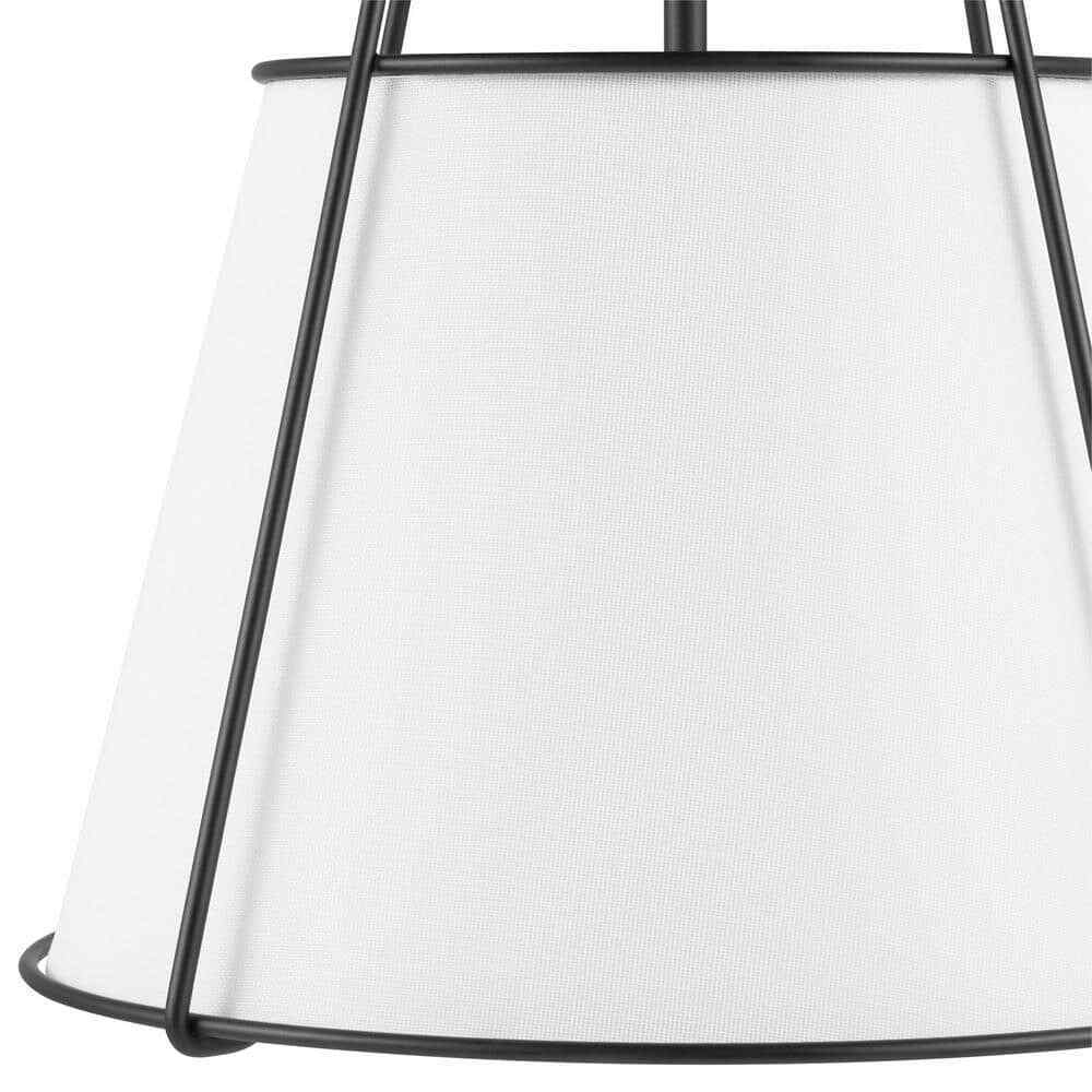 Home Decorators Havenport 2-Light Matte Black Pendant with White Fabric Shade