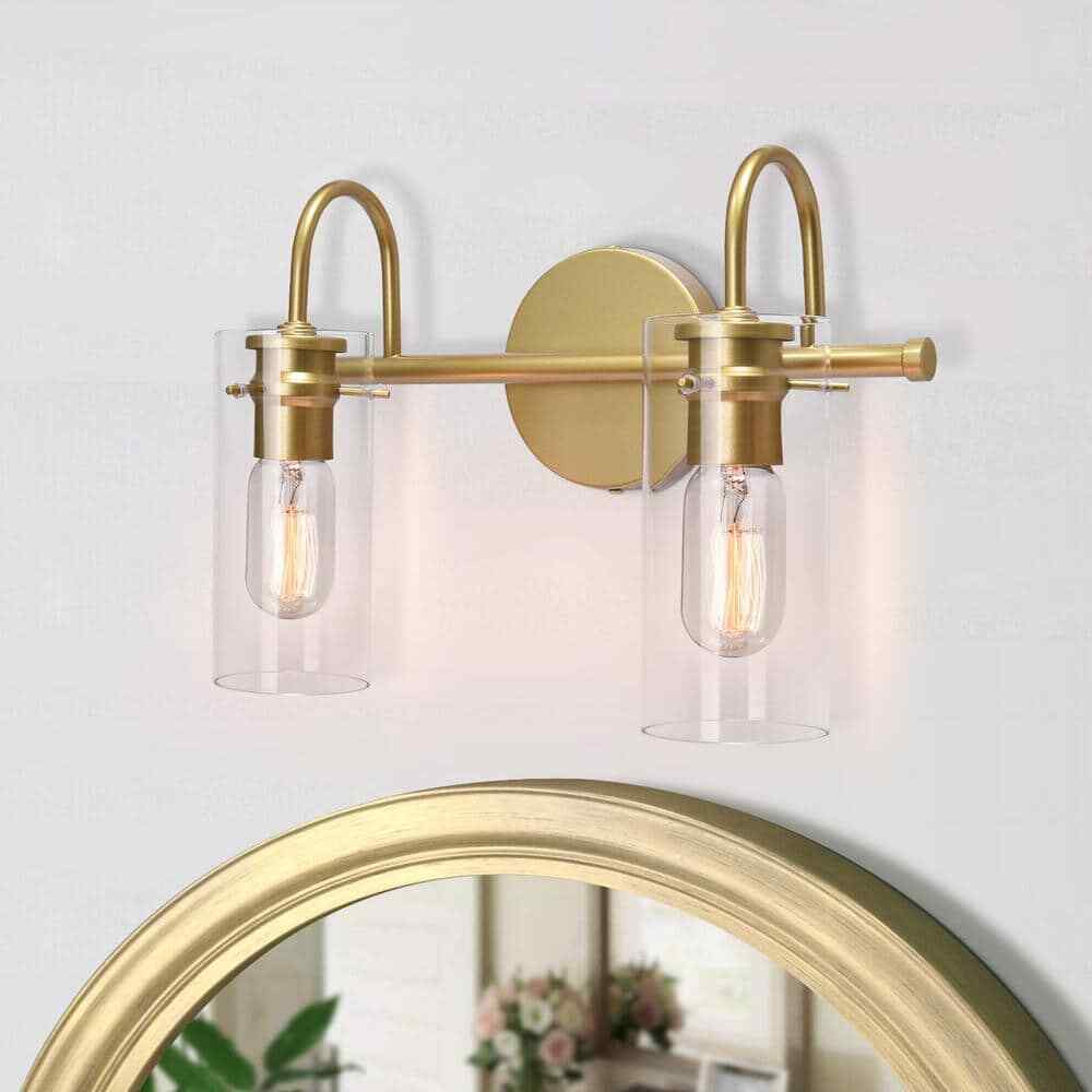 EDISLIVE Paquette 14 in. 2-Light Gold Modern Vanity Light Fixture