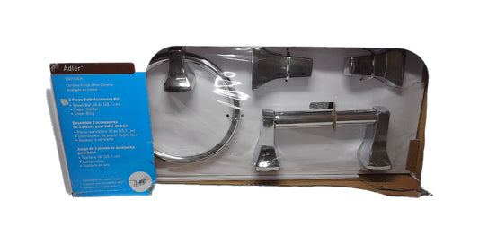 MOEN Adler 3-Piece Bath Hardware Set with 18 in. Towel Bar in Chrome YB0193CH