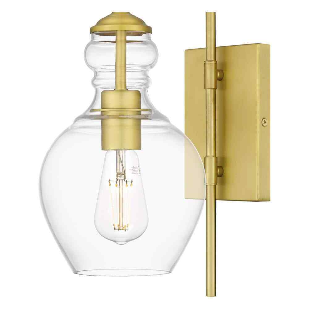 Home Decorators Collection Bakerston 1-Light Brushed Brass Wall Sconce