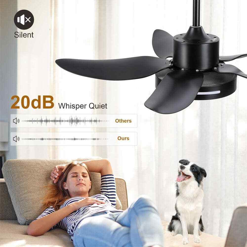 HKMGT 37.8 in. 5-Blade Smart Black Ceiling Fan w/ LED Light and Remote Control