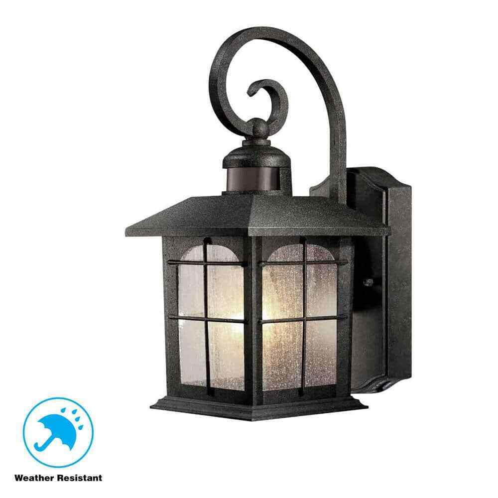 Home Decorators Brimfield Motion-Sensing Aged Iron Outdoor  Wall Sconce