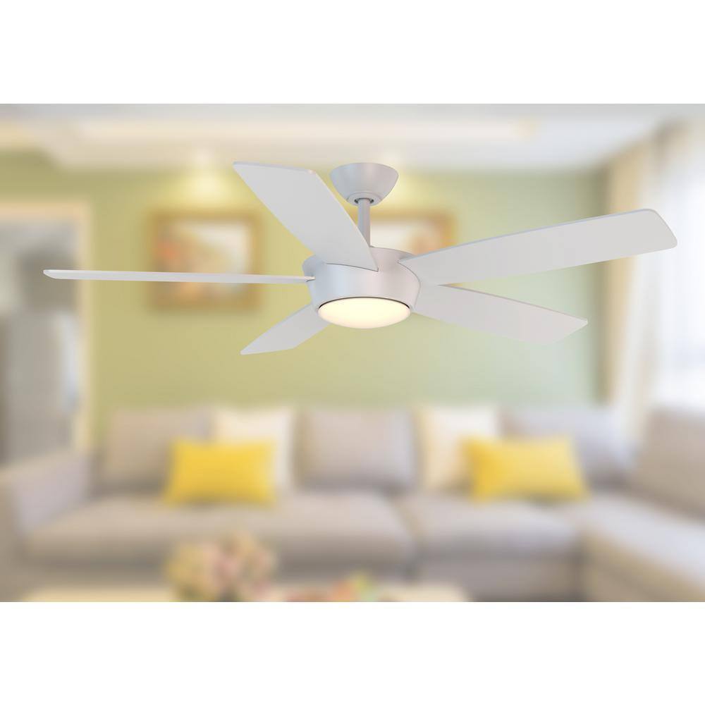 Breezism Eudora 52 in. LED Indoor White Ceiling Fan with Remote 52X2384L-MWH