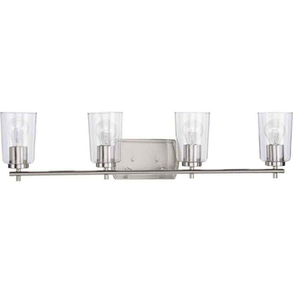 Progress Lighting Adley 4-Light Brushed Nickel Clear Glass Bathroom Vanity Light