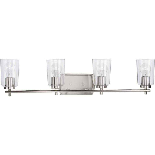 Progress Lighting Adley 4-Light Brushed Nickel Clear Glass Bathroom Vanity Light