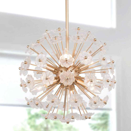 Uolfin Modern Gold Sputnik Chandelier 6-Light Dining Room Island Pendant Fixture
