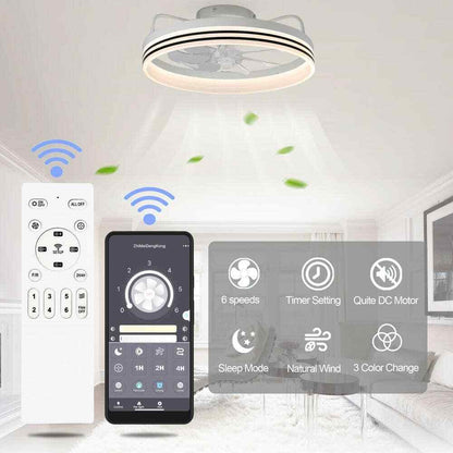 Oaks Aura LED Indoor White Bladeless App Control Smart Low Profile Ceiling Fan