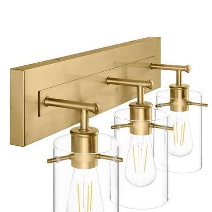 Hampton Bay Regan 21 in. 3-Light Brushed Gold Vanity Light w/ Clear Glass Shades