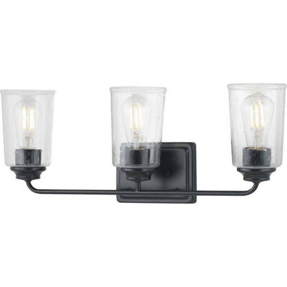 Hampton Bay Evangeline 23 in 3-Light Matte Black Farmhouse Bathroom Vanity Light