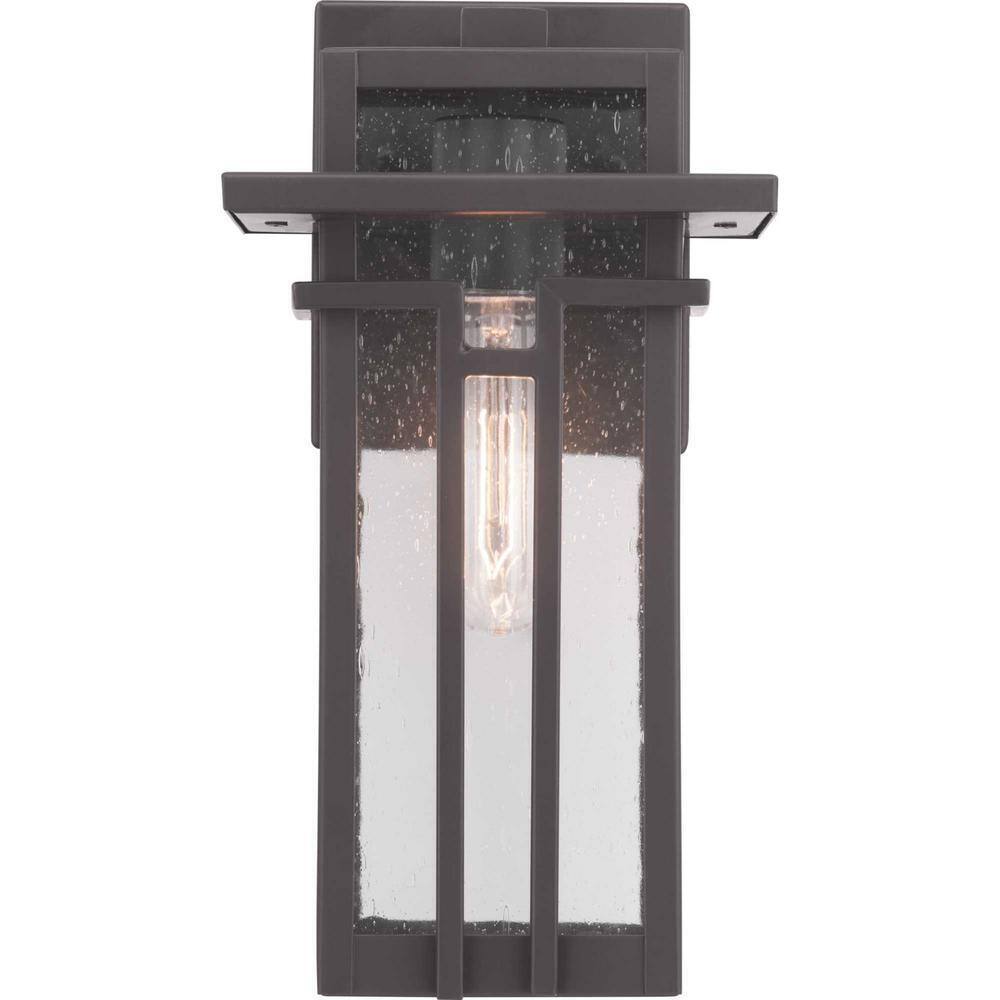 Progress Lighting Boxwood Antique Bronze Clear Seeded Glass Wall Lantern Light