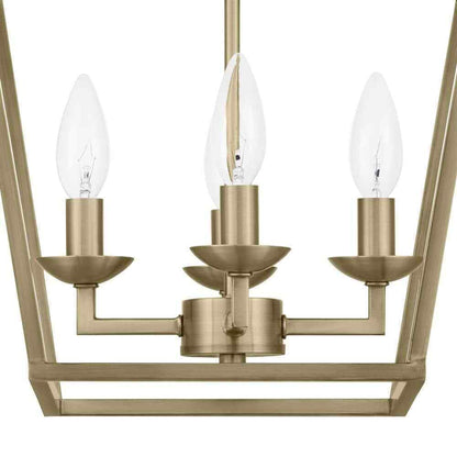 Home Decorators Weyburn 16.5 in. 4-Light Brushed Brass Lantern Semi-Flush Mount
