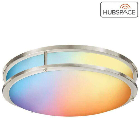 Commercial Electric 16 in. Smart Color Selectable LED Brushed Nickel Flush Mount