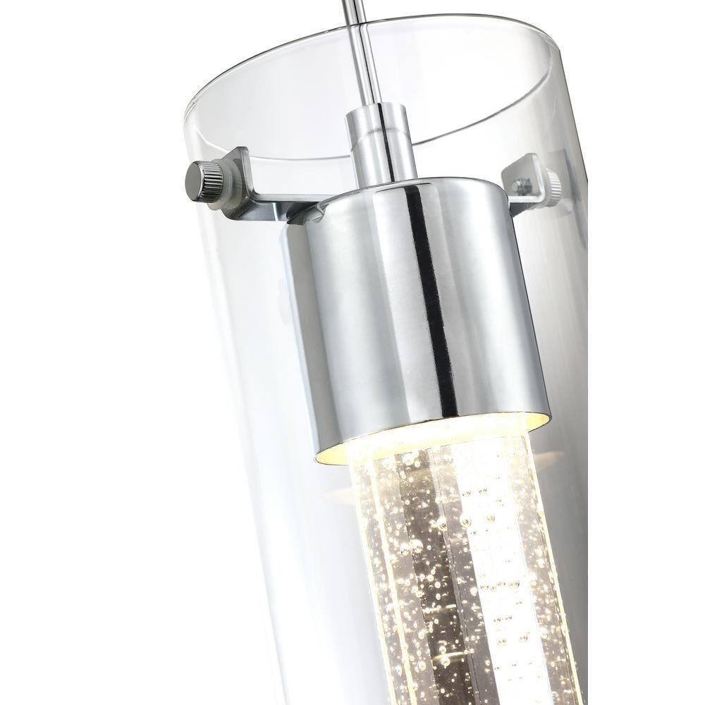 Pia Ricco 8-Watt Integrated LED Chrome Pendant with Crystal Bubble Glass Shade