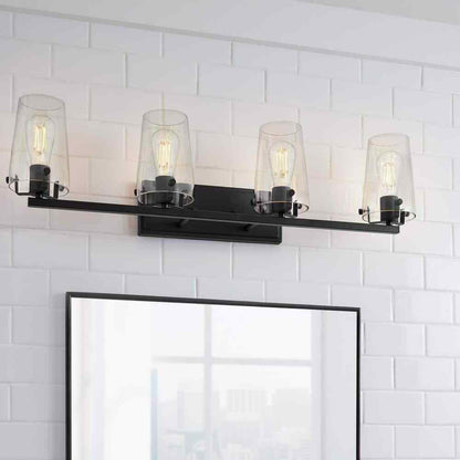 Home Decorators Creek Crossing 33.75 in. 4-Light Black Bathroom Vanity Light