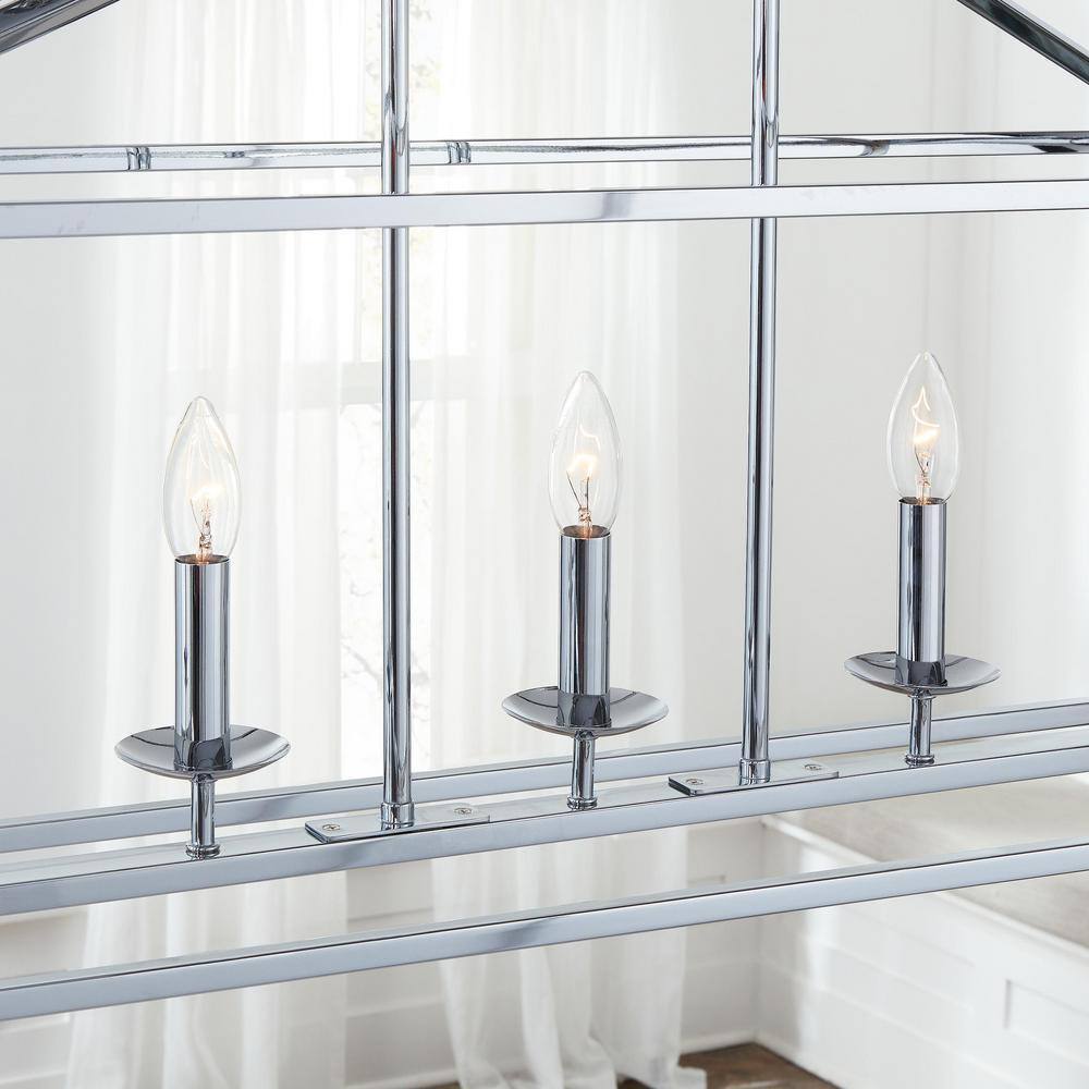 Home Decorators Weyburn 36" 5-Light Polished Chrome Farmhouse Linear Chandelier