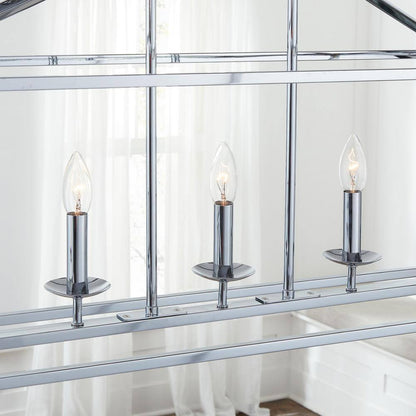 Home Decorators Weyburn 36" 5-Light Polished Chrome Farmhouse Linear Chandelier