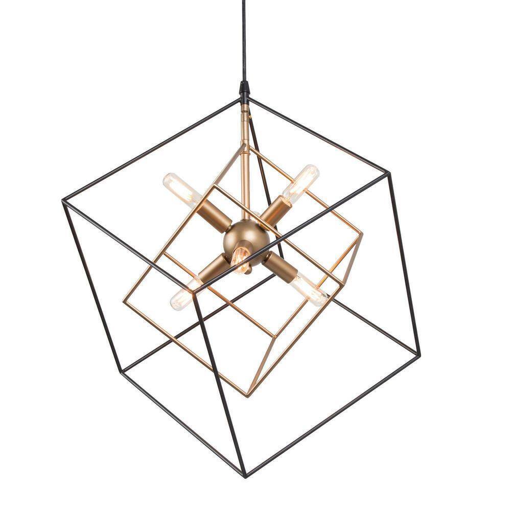 LNC Black Sputnik Candlestick Island Chandelier Linear Square Modern