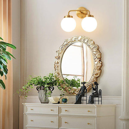 Deyidn 2-Light Gold Bathroom Bathroom Vanity Light w/ Opal Glass Shades