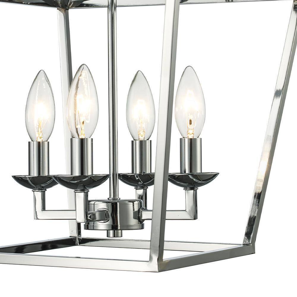 Home Decorators Weyburn 16.5 in 4-Light Polished Chrome Lantern Semi-Flush Mount