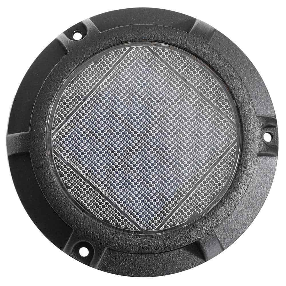 Hampton Bay Solar 15 Lumens Matte Black Integrated LED Disk Path Light 4-Pack