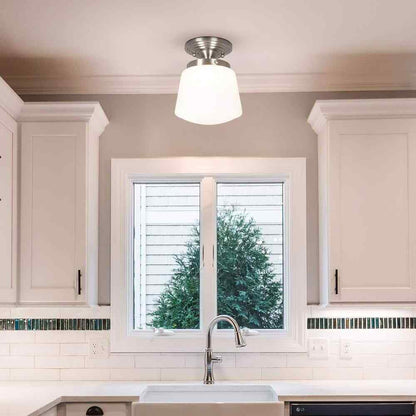 Cresswell LED 9.75 in. Brushed Nickel Vintage Inspired Semi Flush Mount