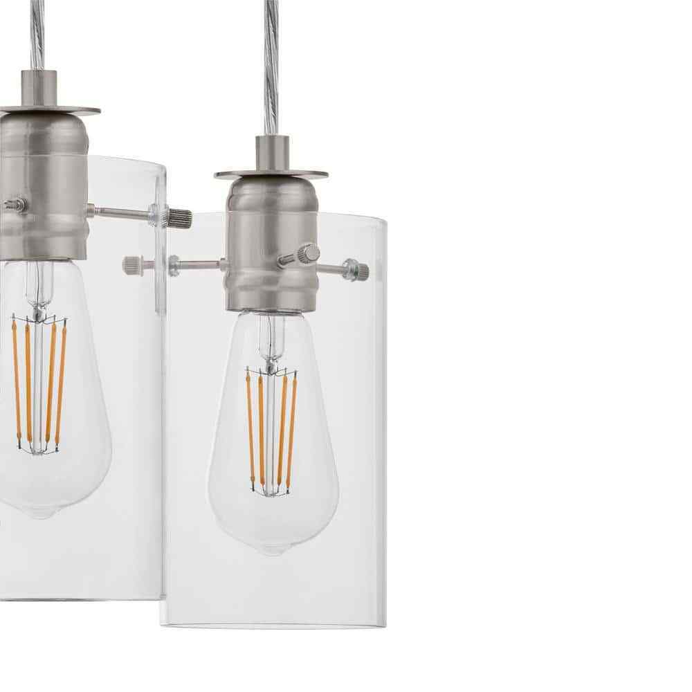 Hampton Bay Regan Brushed Kitchen Pendant Light w/ Glass Shades