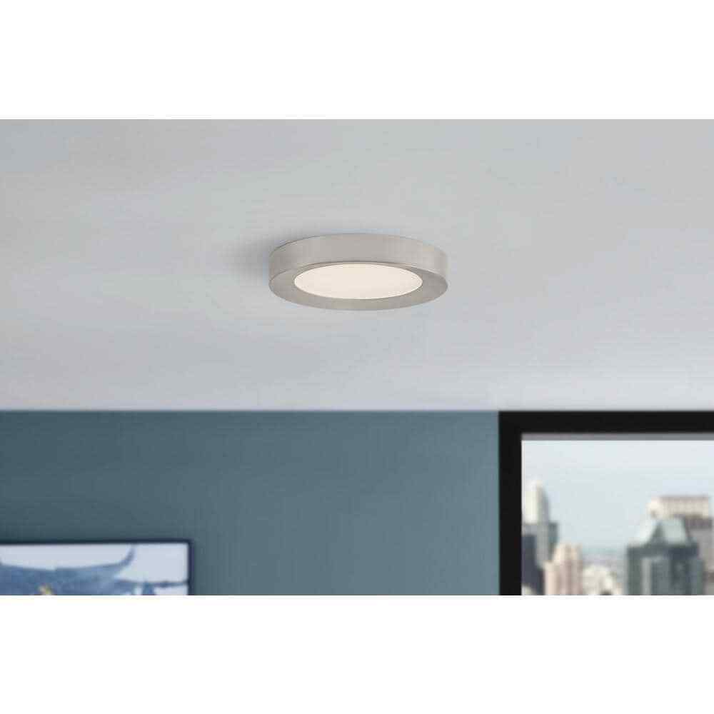 Home Decorators Calloway 11 in. Brushed Nickel Integrated LED 5CCT Flush Mount