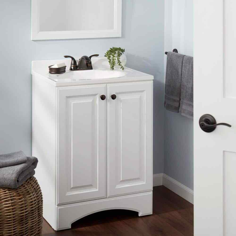 Glacier Bay Builders 4 in. Centerset Double Handle Low-Arc Bathroom Faucet