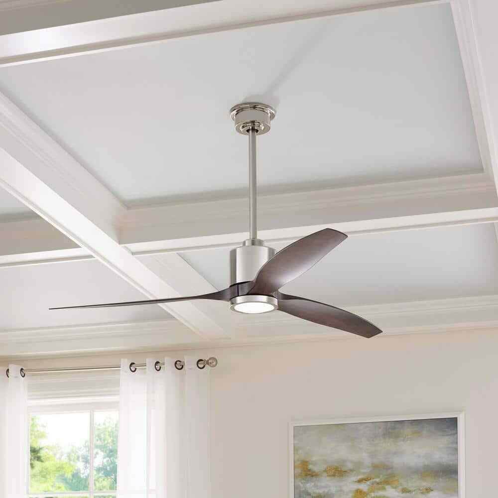 Home Decorators Triplex 60 in. LED Polished Nickel Ceiling Fan w/ Light