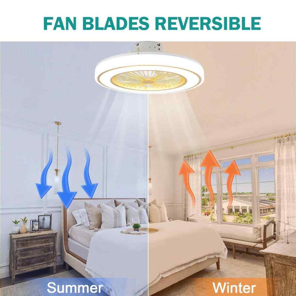 Oaks Aura 20in.LED White Bladeless Smart App Control Low Profile Ceiling Fan