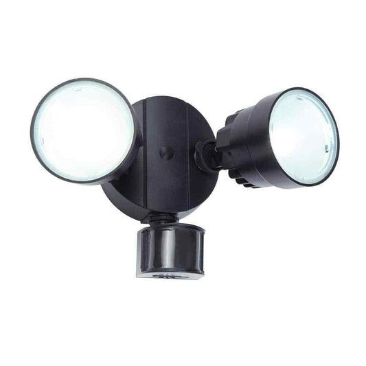 LUTEC 110 Degree 2Head Black Integrated LED Motion activated Outdoor Flood Light