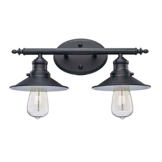 Hampton Bay Glenhurst 16 in. 2-Light Black Bathroom Vanity Light Fixture