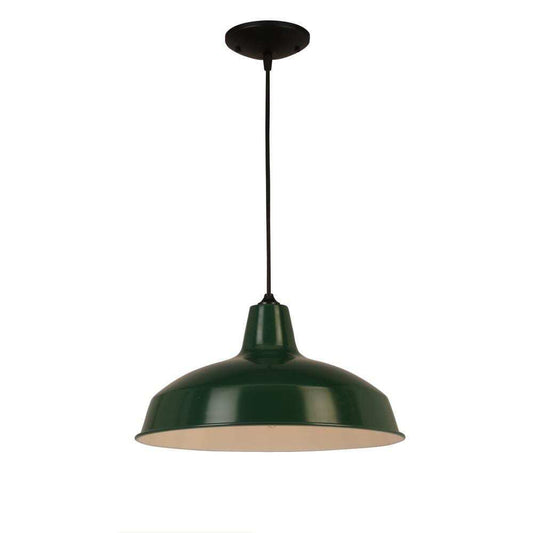 Hampton Bay 1-Light Hunter Green Warehouse Pendant with Metal Shade AF-1032R/GRN