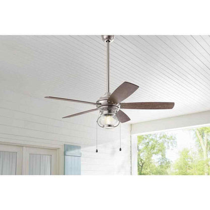 Home Decorators Raina 52 in. LED Outdoor Brushed Nickel Ceiling Fan w/ Light