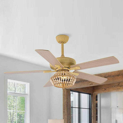 Flint Garden 52 in. Weathered Gold Ceiling Fan w/ Light Kit and Remote Control