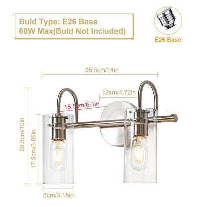 EDISLIVE Paquette 14 in. 2-Light Satin Nickel Modern Vanity Light Fixture