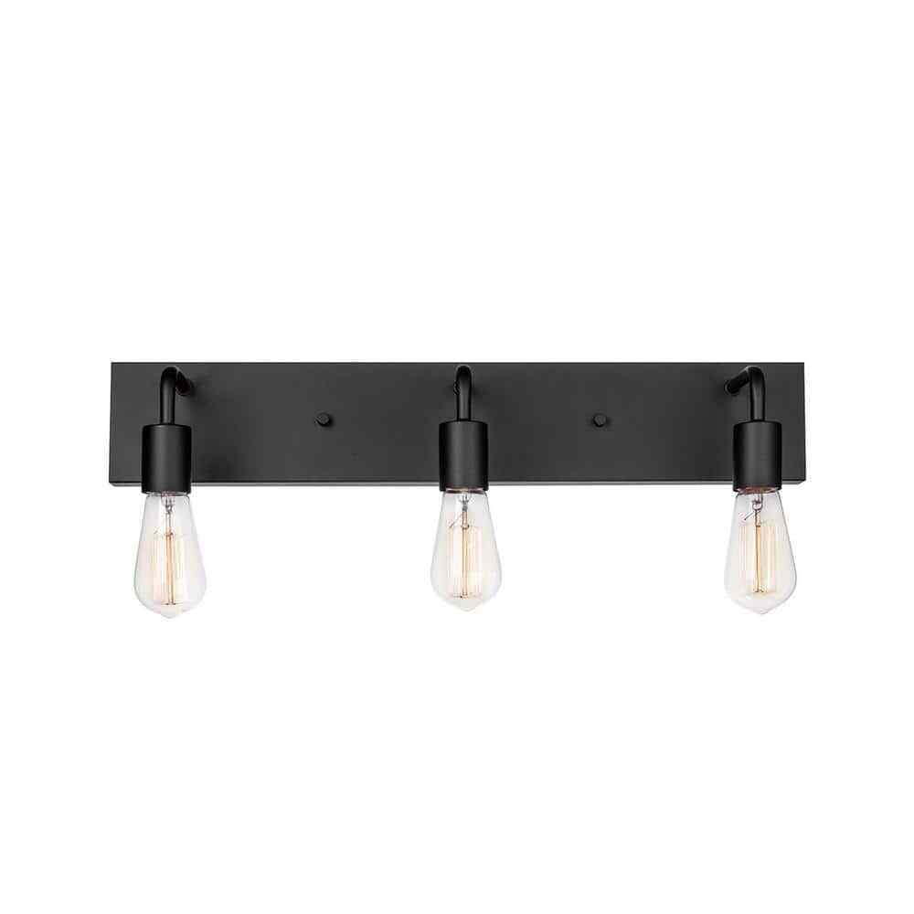 Hampton Bay Northvale 24 in. 3-Light Matte Black and Brass Bathroom Vanity Light
