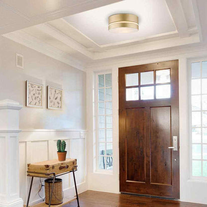 Globe Electric Aurora 2-Light Flush Mount Ceiling Light, Soft Gold Frosted Shade