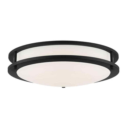 Hampton Bay Flaxmere Matte Black Dimmable LED Flush Mount Ceiling Light w/ Shade