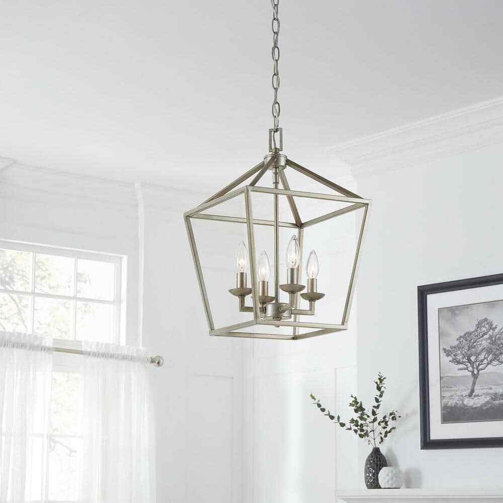 Home Decorators Weyburn 4-Light Antique Silver Leaf Farmhouse Chandelier