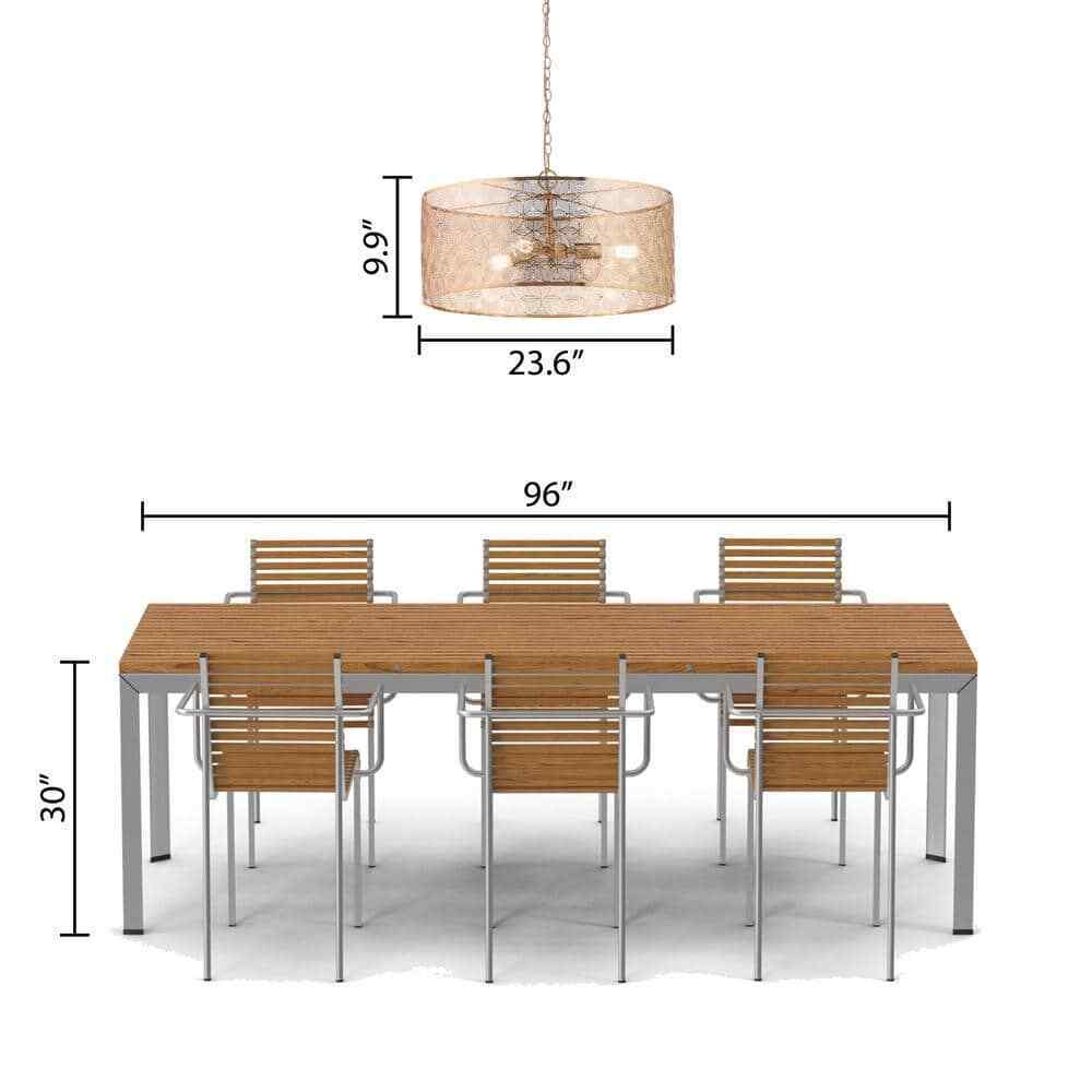 River of Goods Juliet 3-Light Gold Metal Drum-Shade Hanging Chandelier 20299