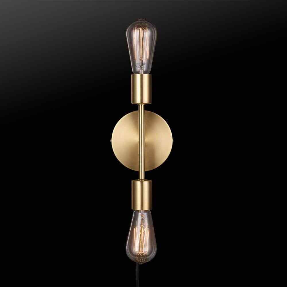 Hampton Bay Stockport 2-Light Brass Wall Sconce 65746