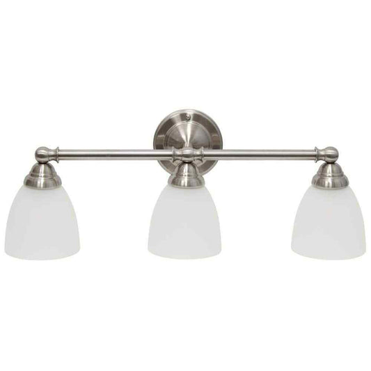 Simple Designs 25 in. Brushed Nickel Classic 3-Light Wall Mounted Vanity