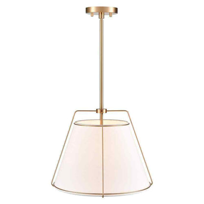 Light Society Lise 15 in. 1-Light Brushed Brass Chandelier with Fabric Shade