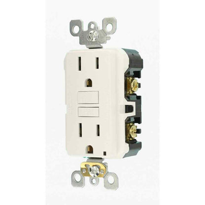Leviton 15 Amp Self-Test SmartlockPro Slim Duplex GFCI Outlet White