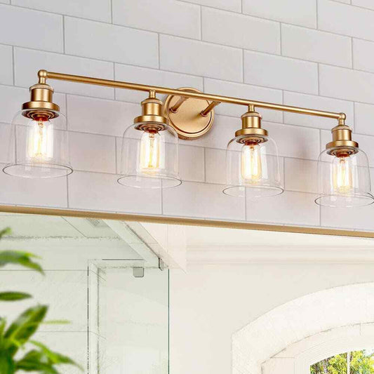 Uolfin Modern Gold Bathroom Wall Lights 29 in. 4-Light Bell Wall Sconce Lighting