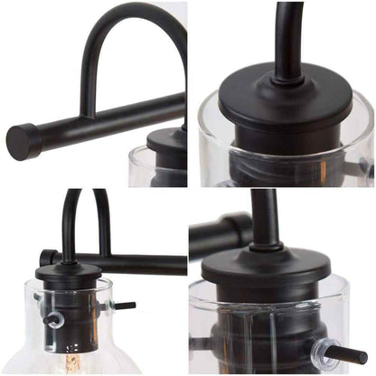 LNC 22 in. 3-Light Modern Black Bathroom Vanity Light w/Clear Glass Globe Shades