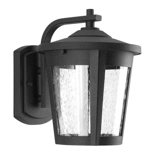 Progress Lighting East Haven LED Textured Black Clear Seeded Glass Lantern Light